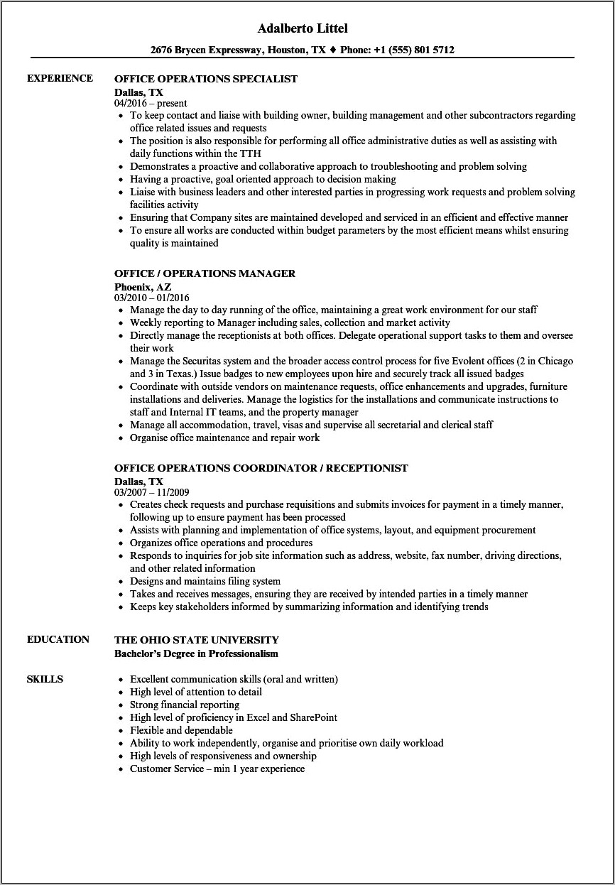 Examples Of Microsoft Skills In Resume