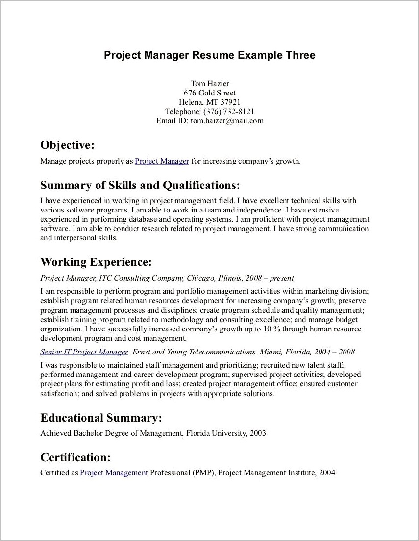 Examples Of Objectives Statemenrs For Resumes