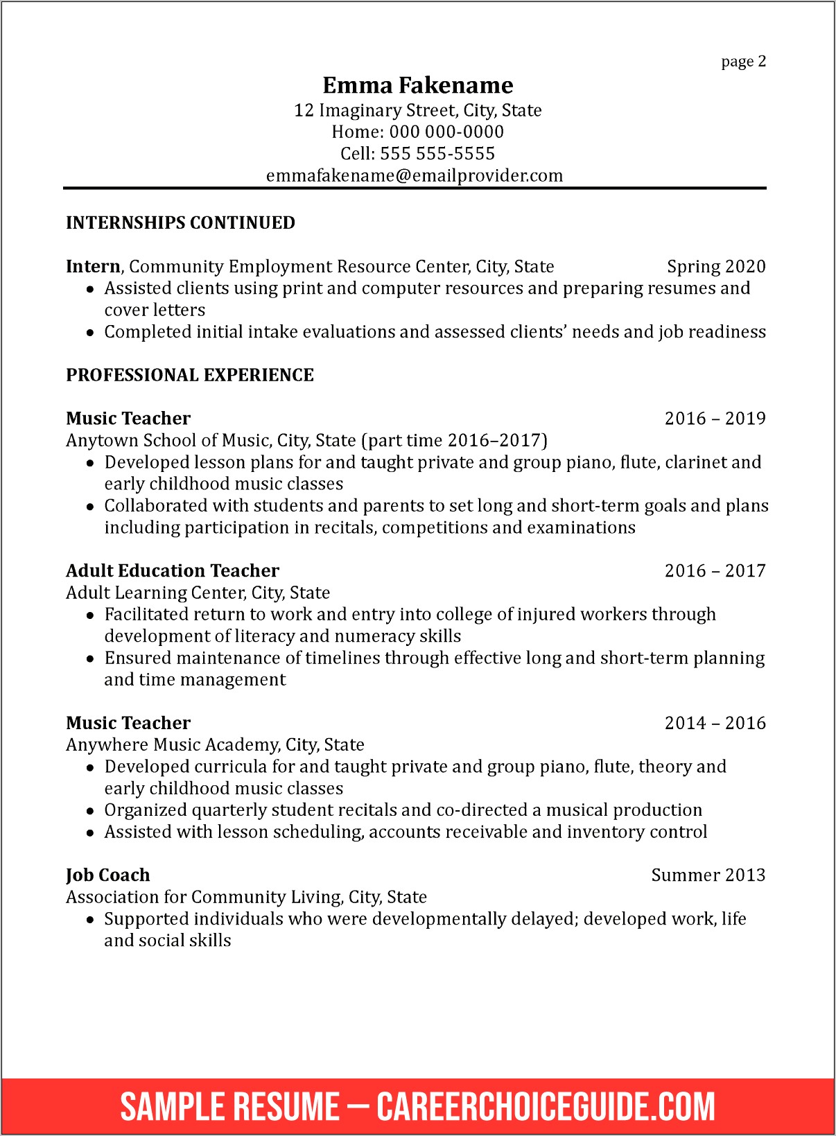 Examples Of Professional Development On Resume