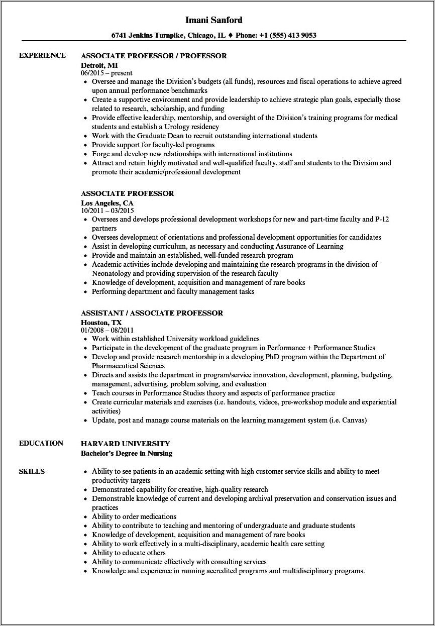 Examples Online Human Resources Professor Resume