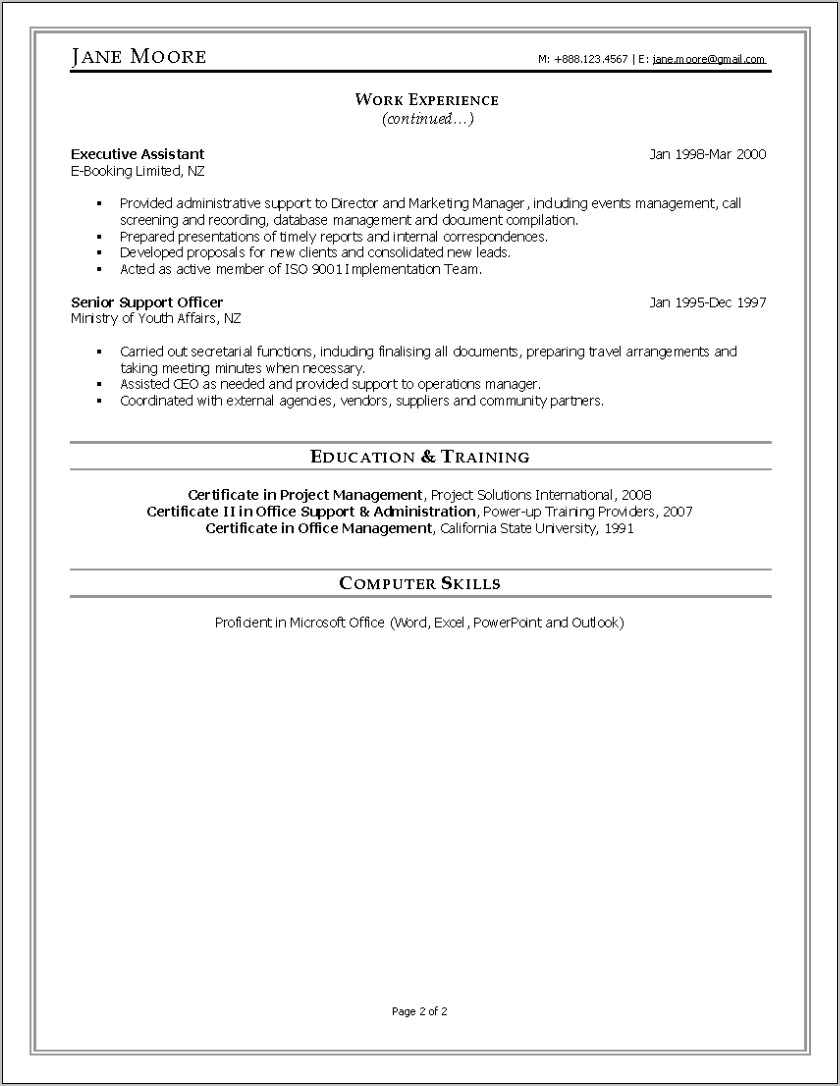 Executive Office Manager Job Description For Resume