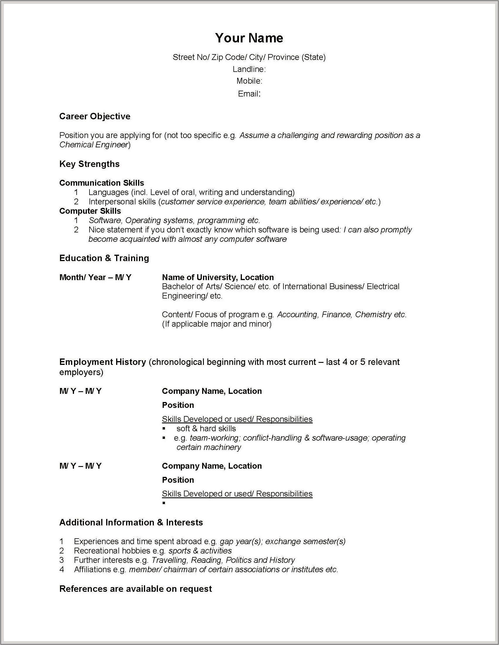 Expale Of Skills To List On Resume