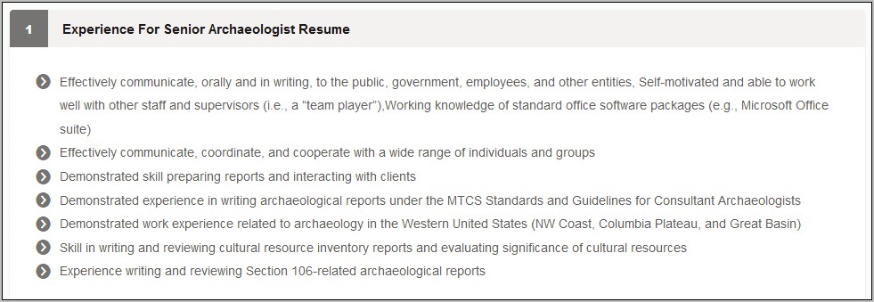 Experience From Archeology Dig On Resume