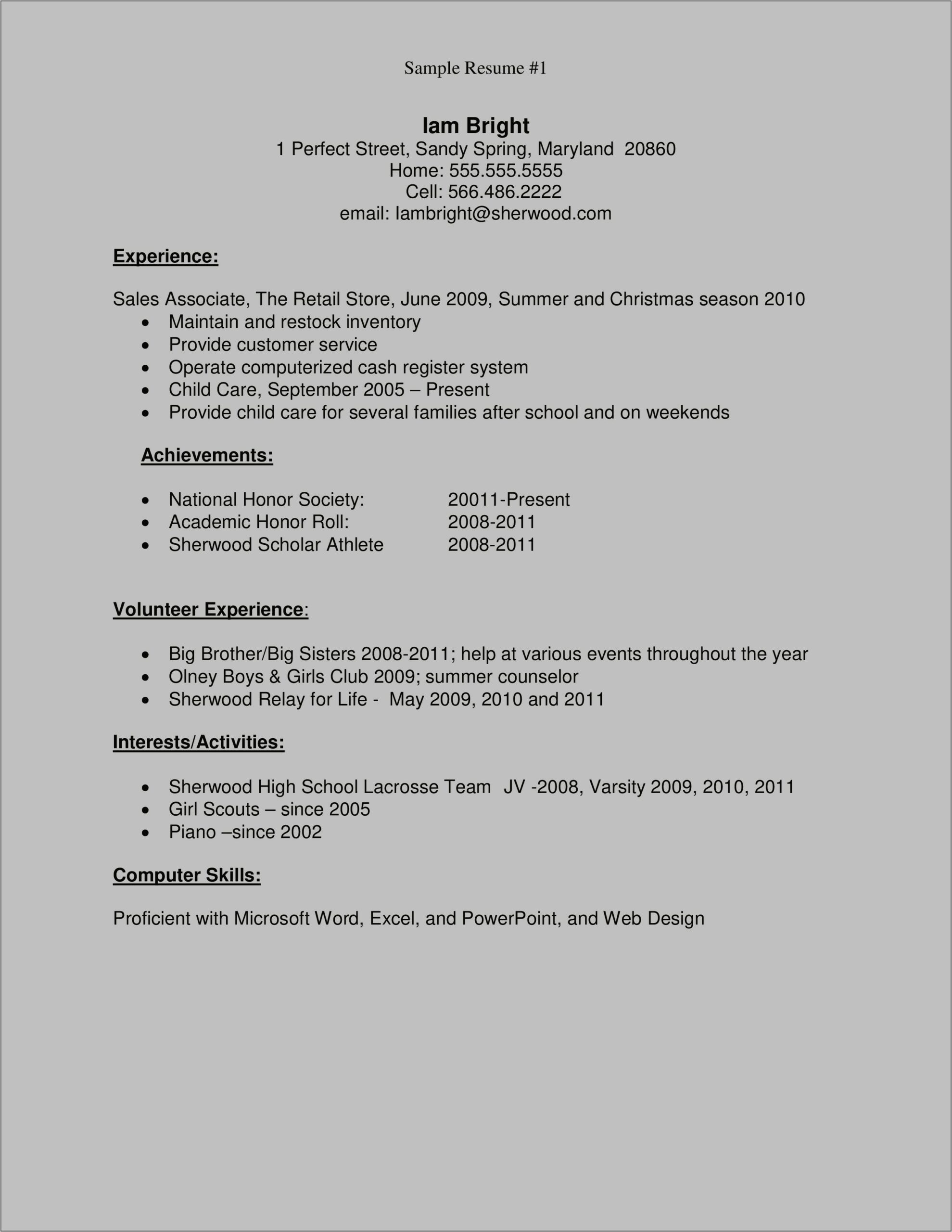 Experience From Boy Scout For Resume