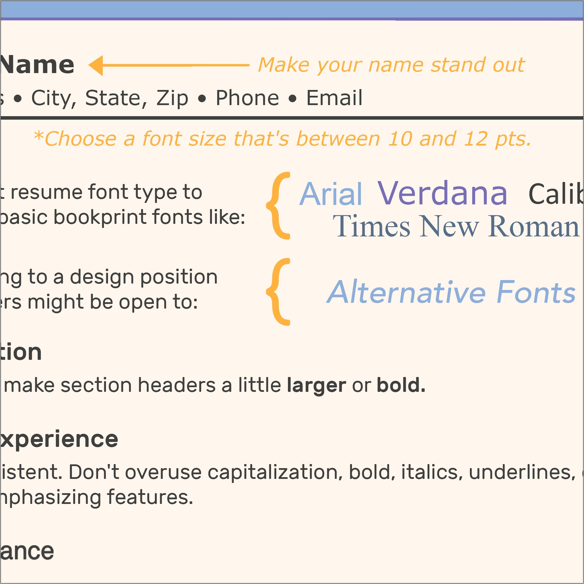 Font And Letter Size For Resume