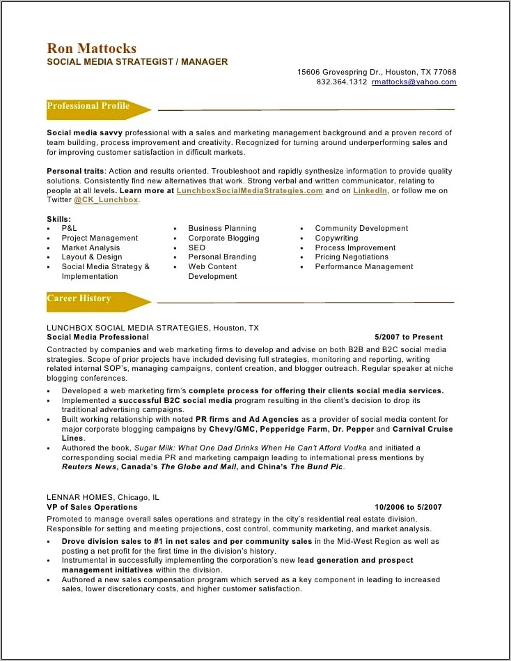 Font For Content Marketing Manager Resume