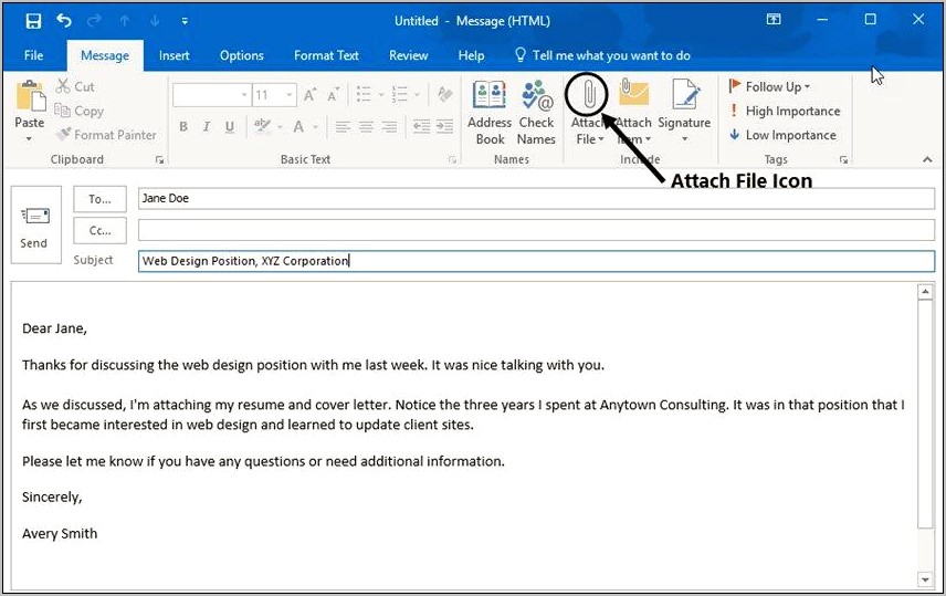 Format For Emailing Resume With Cover Letter