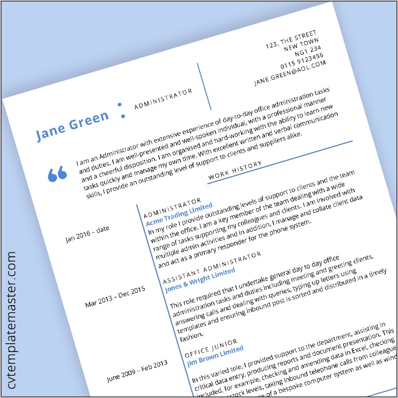 free resume template downloads for administrative assistant