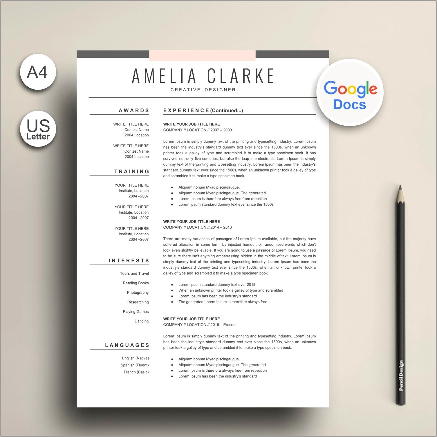 Free Minimalist Google Doc Resume Template