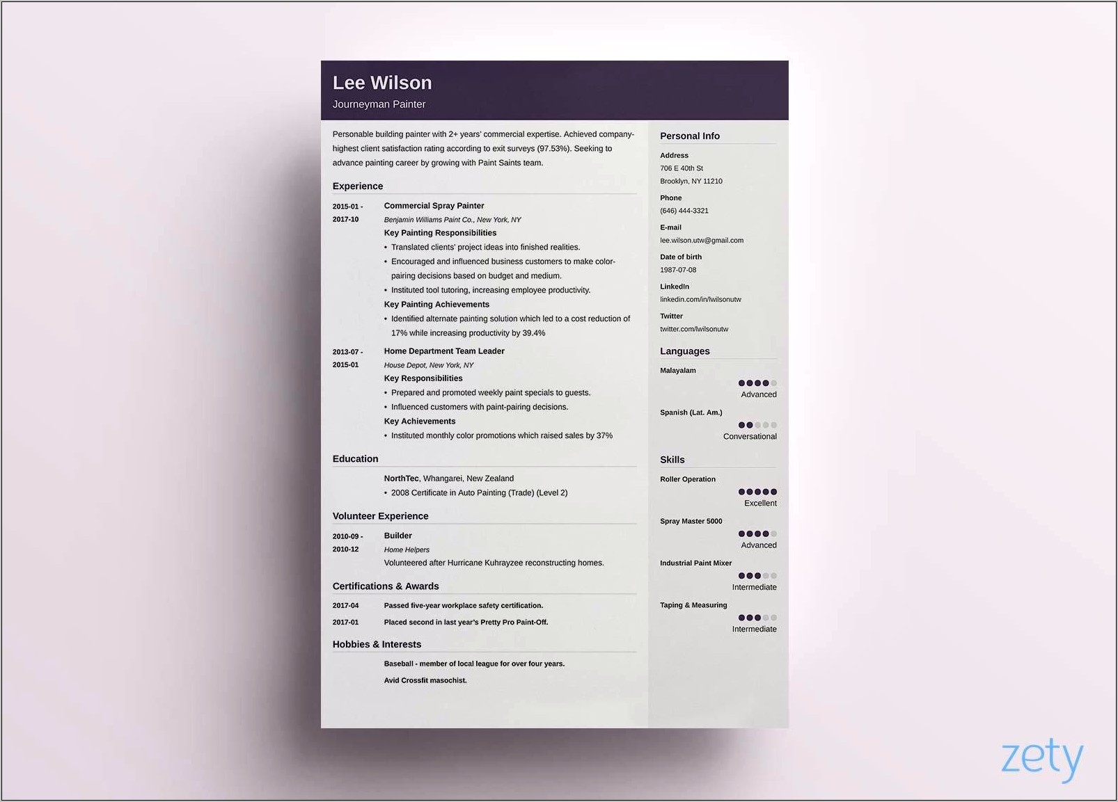 Free One Page Resume Template Ms Word Download Resume Example Gallery