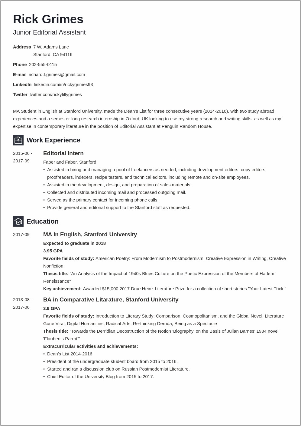 Free Printable Entry Level Resume Template Resume Example Gallery