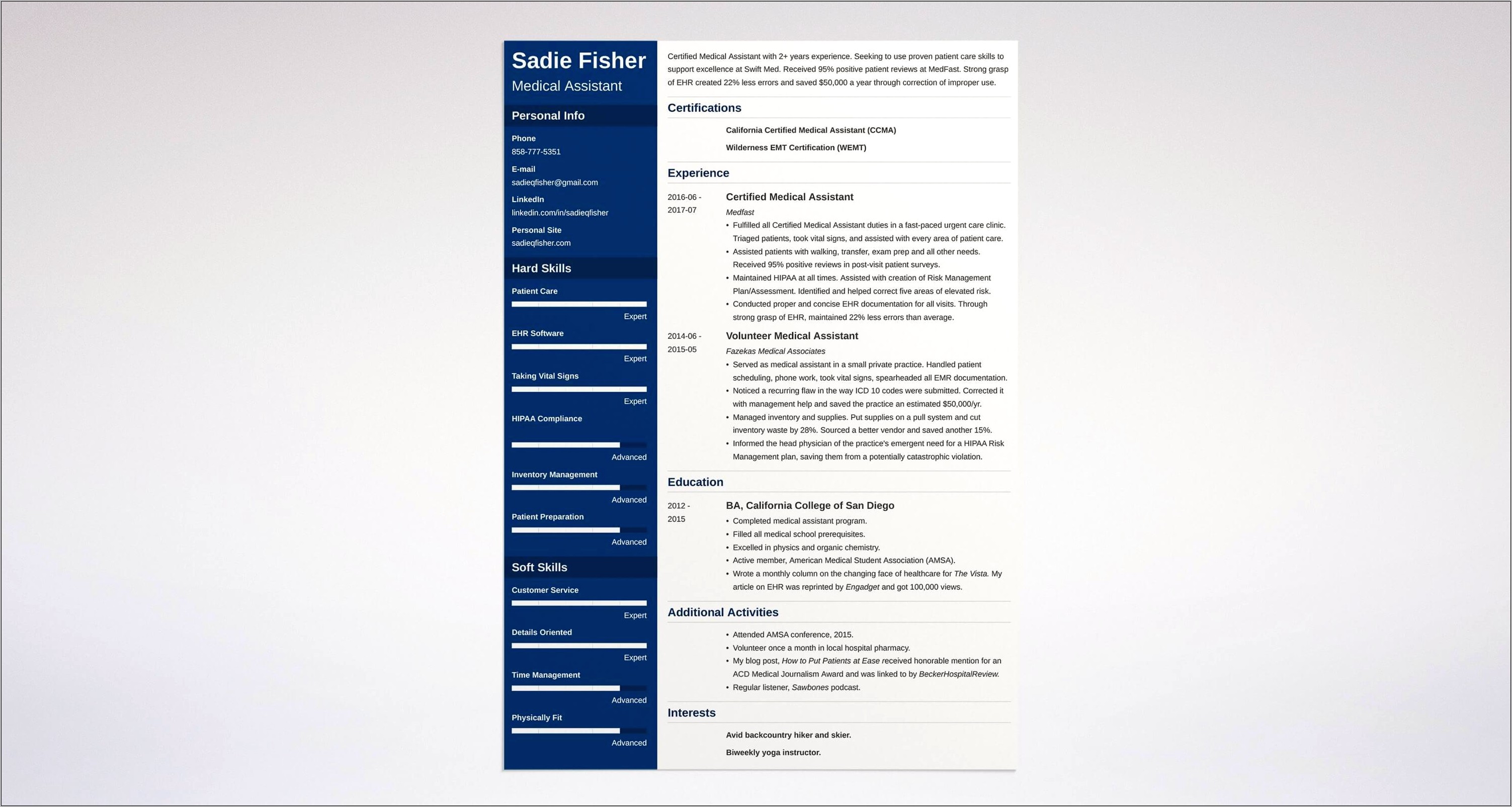 Free Resume Examples For Medical Assistant