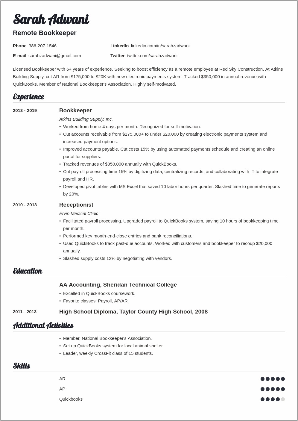 Full Time Mother Resume Sample