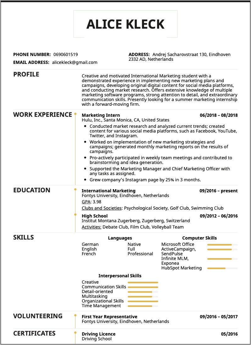 General Resume Objective Examples For Summer Job