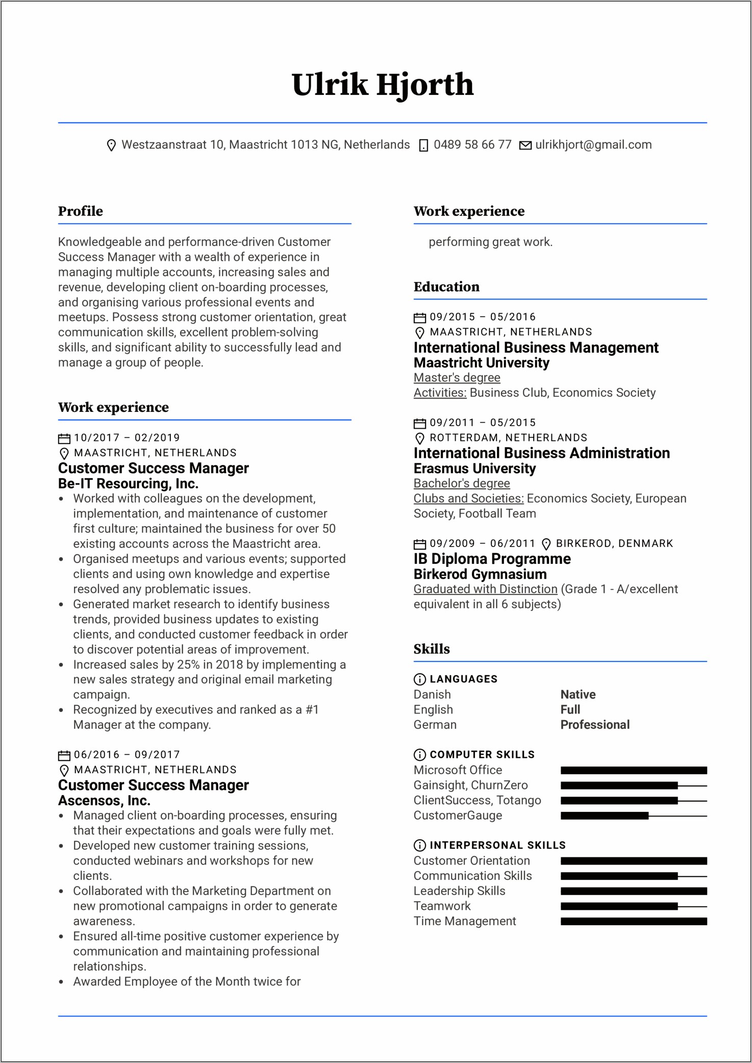 Goals On A Professional Resume Example