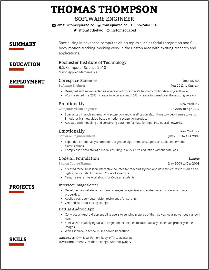 Good Font Size For A Resume