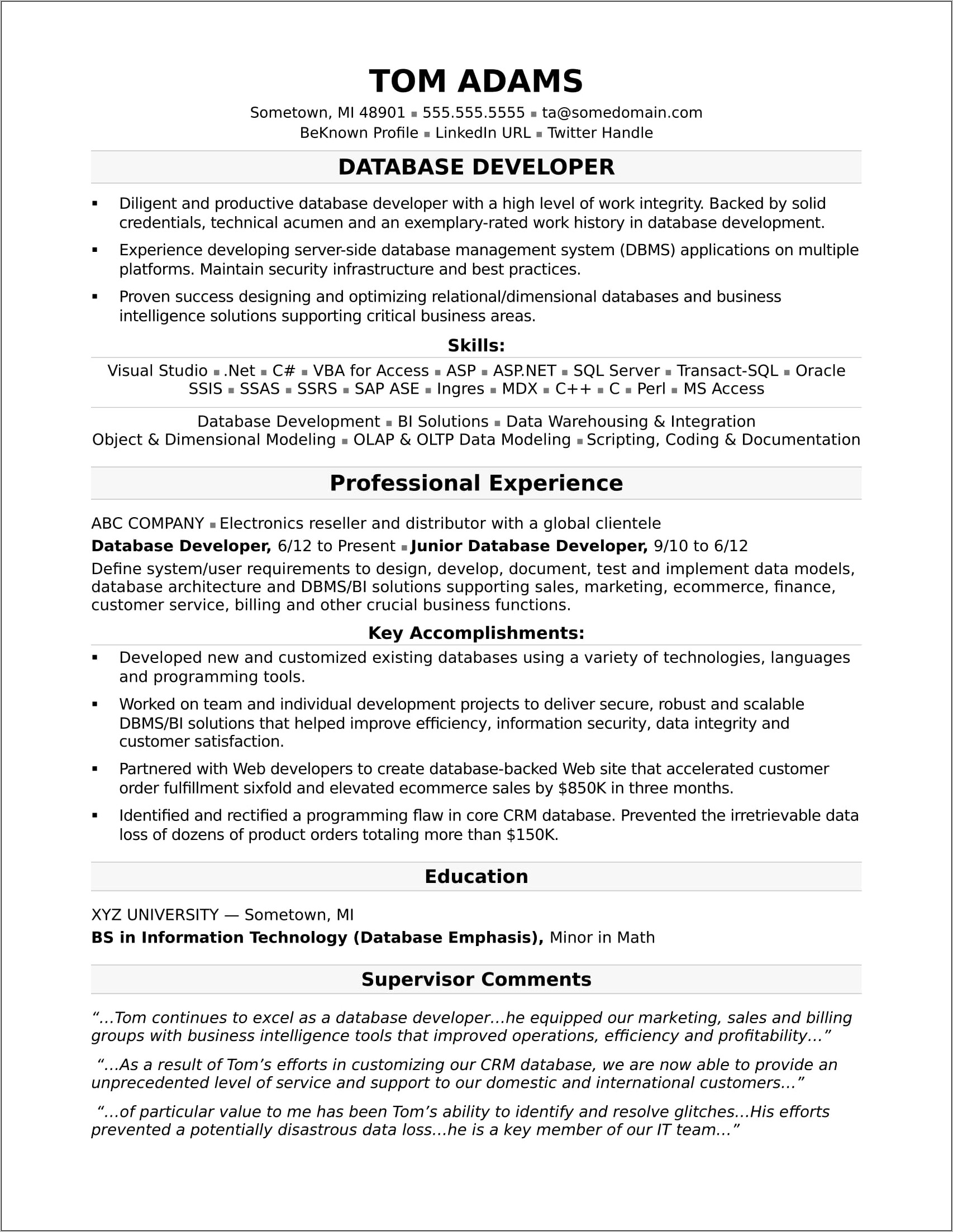 Good Resume Examples For C C++