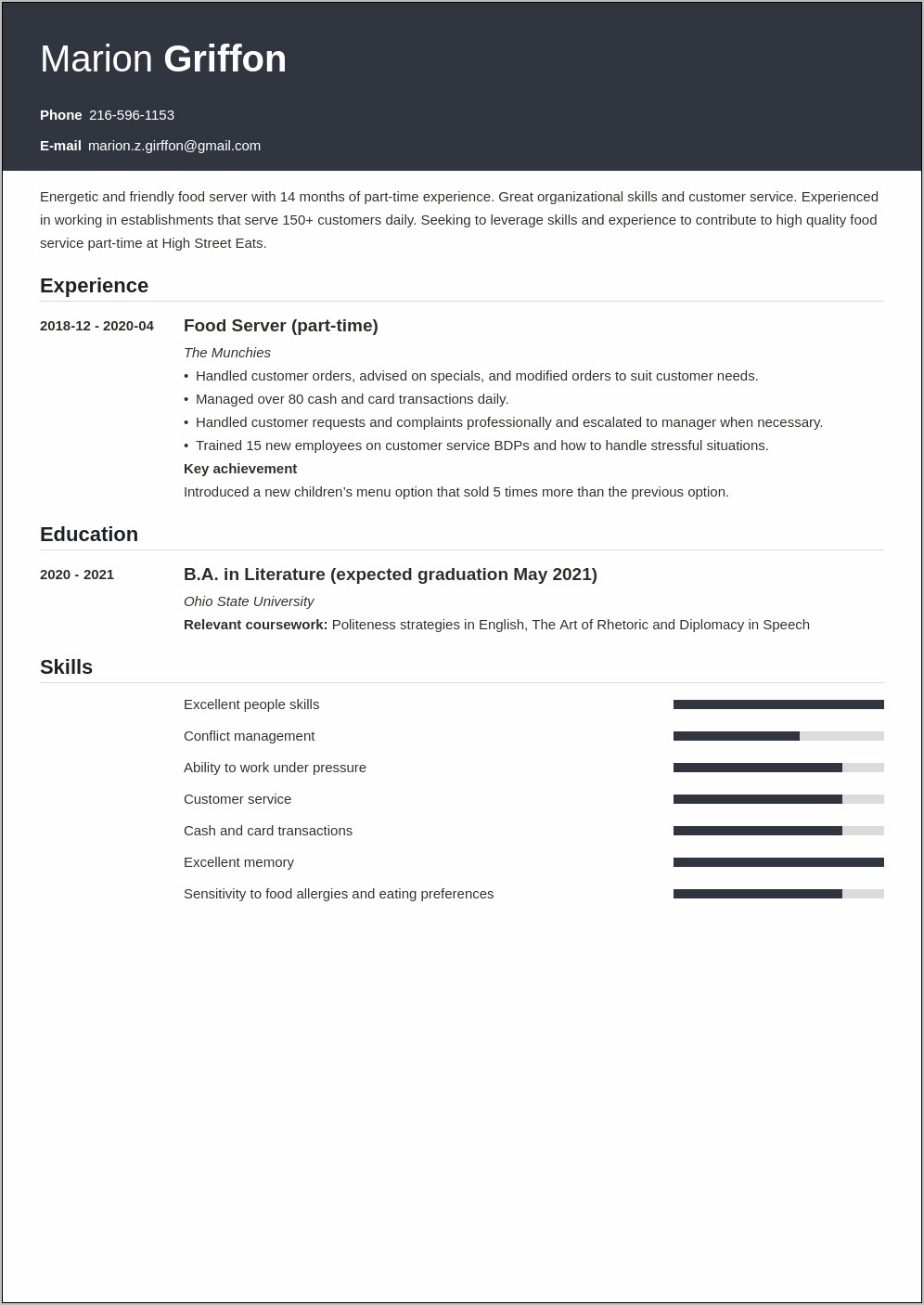 Good Resume For First Time Job