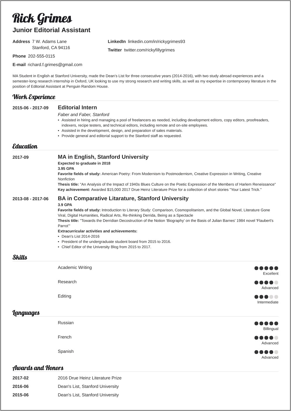 Good Skills For Entry Level Resume