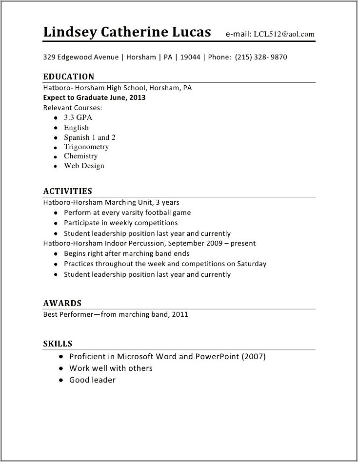 Good Templates For First Time Resume
