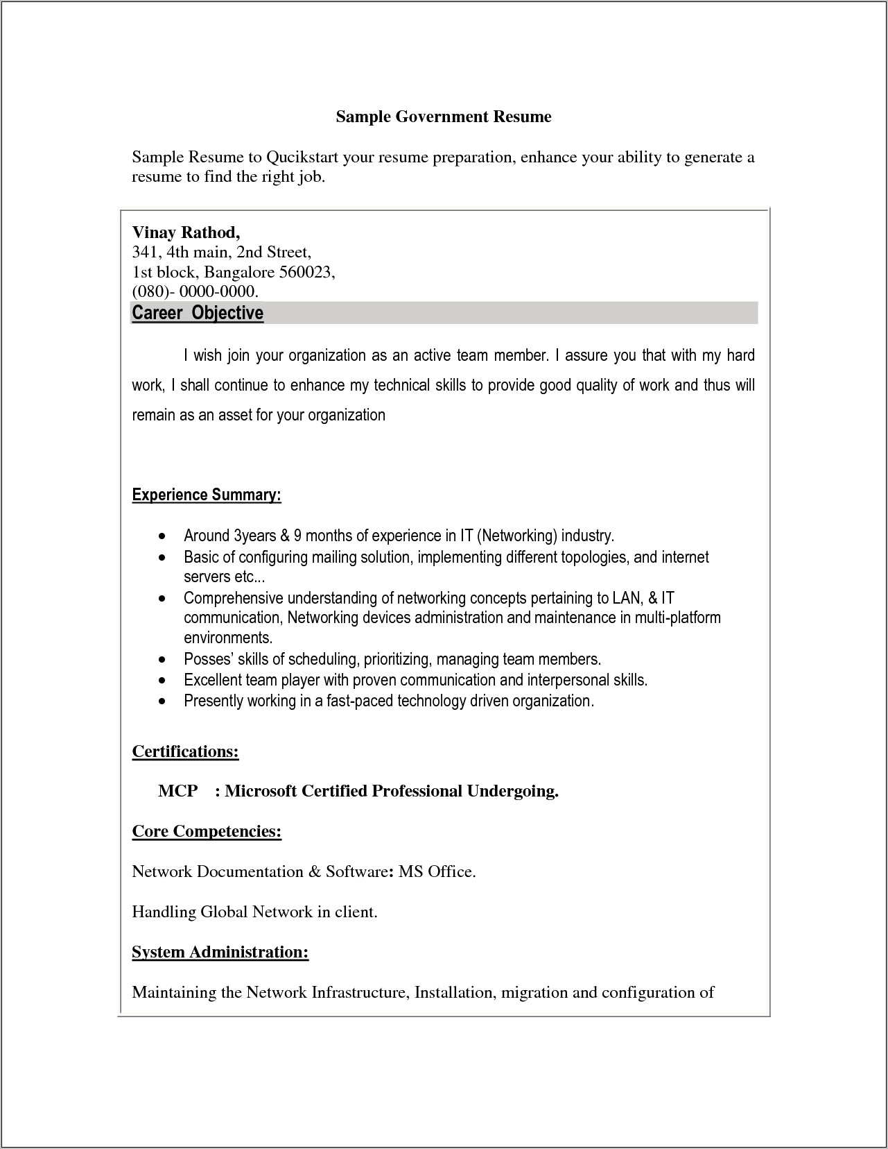 Governmentjobs.com Microsoft Word Resume Template