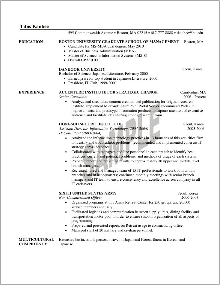 sample resume for fresh graduate customs administration