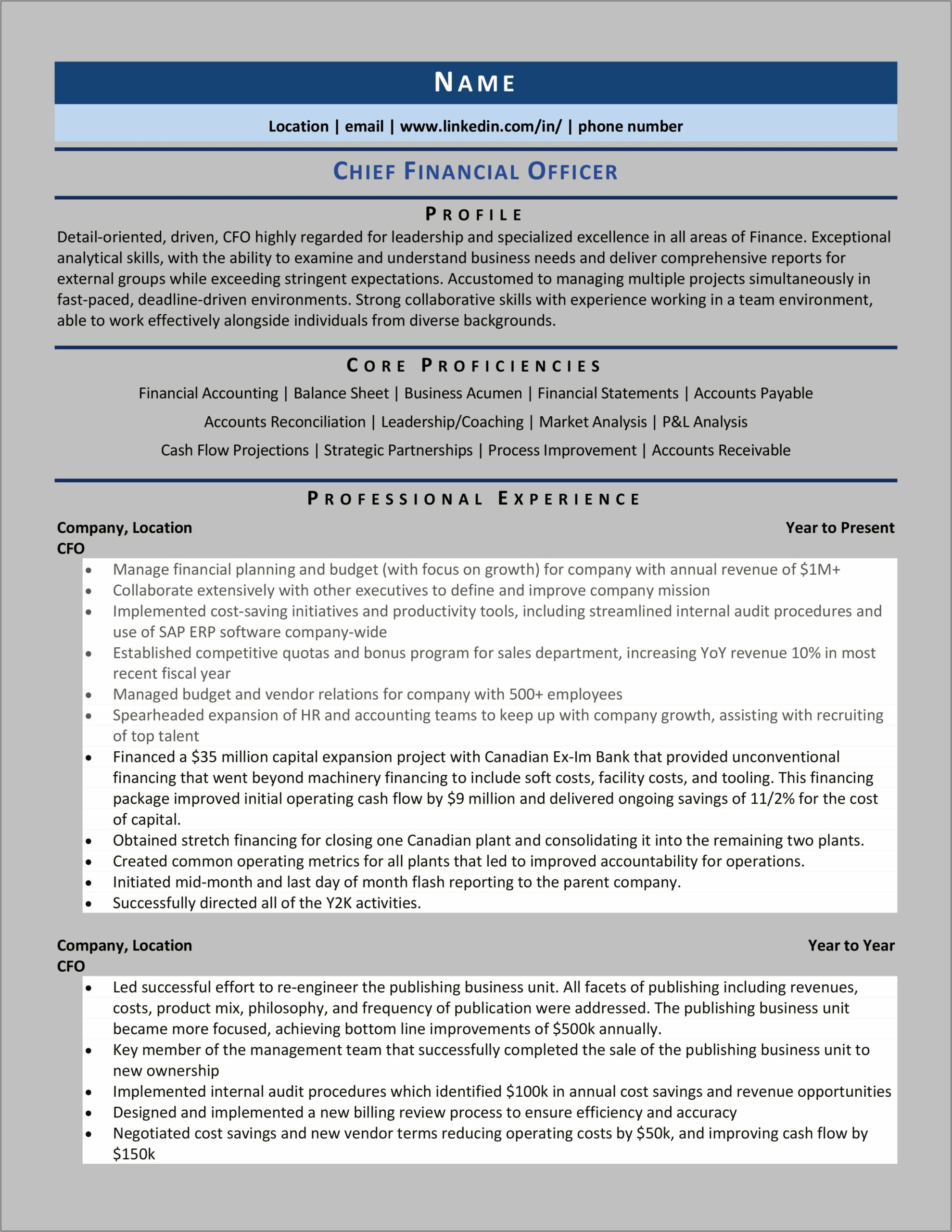 Great Resume Examples Business Strategy Profeesionals