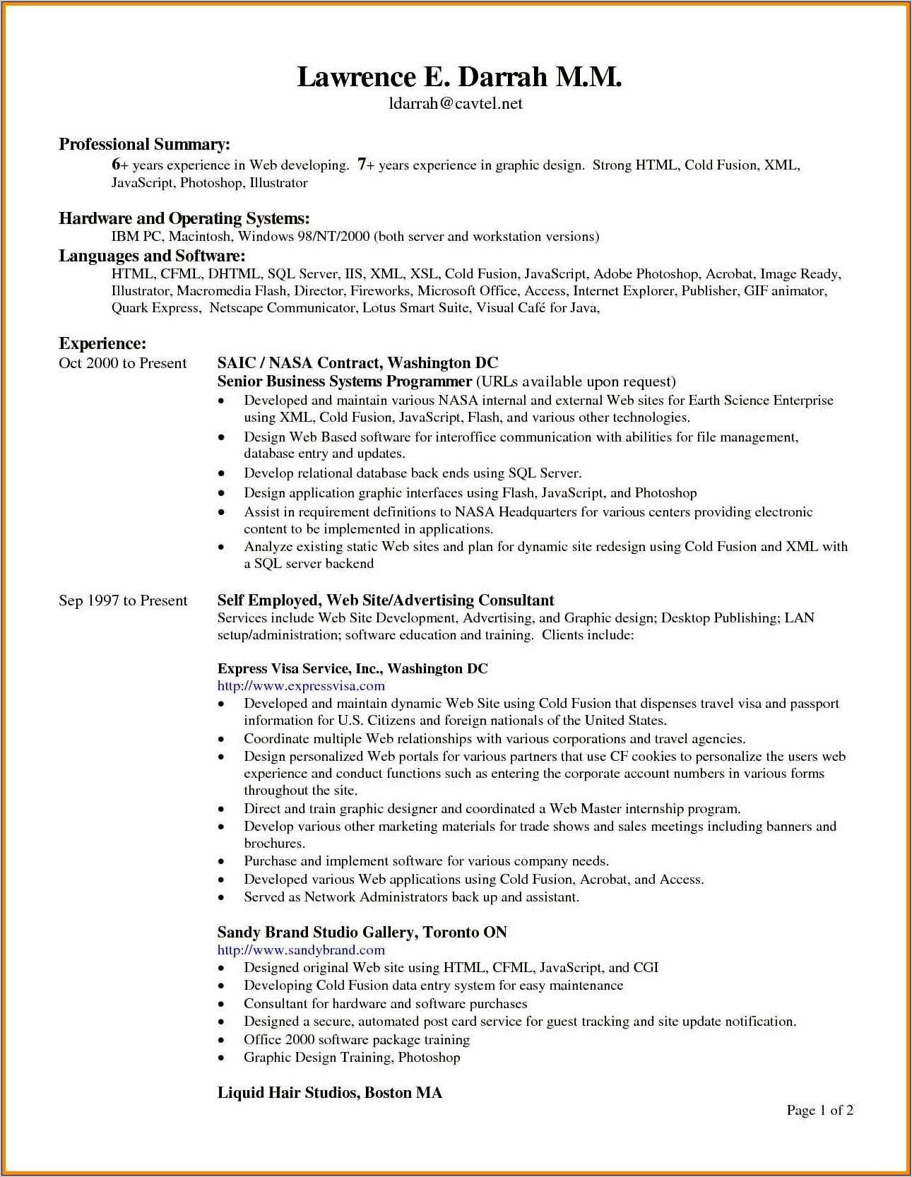 Headers In Microsofct Word For Resume