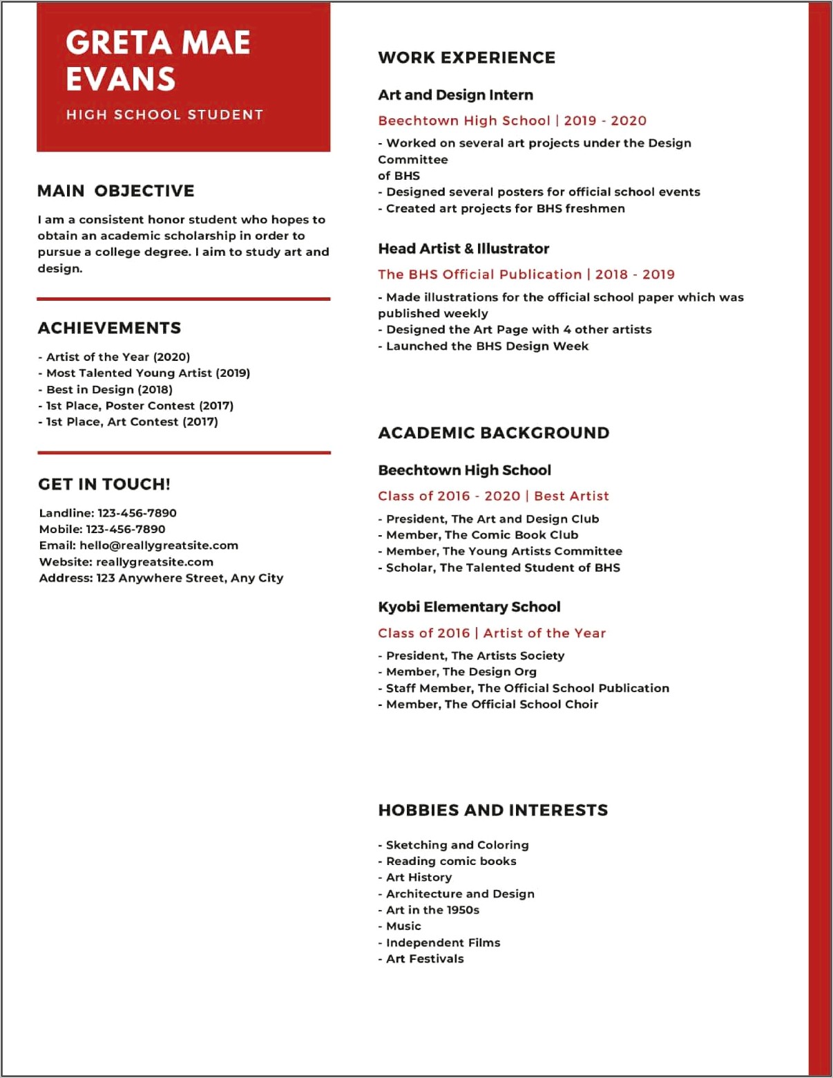 High School Resume Template The Muse