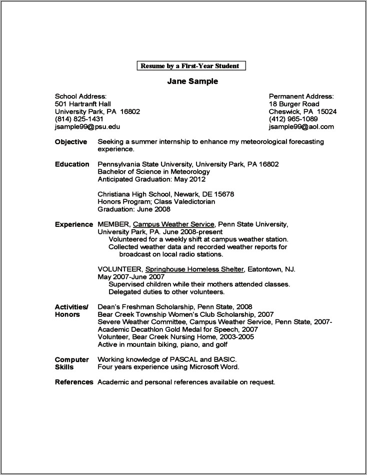 high school senior resume template