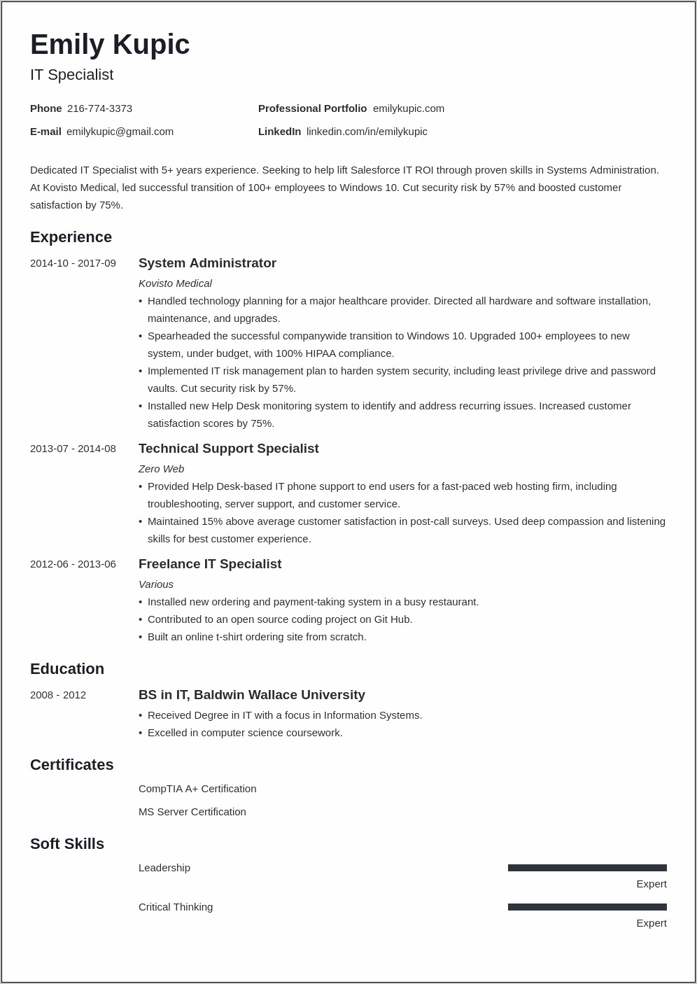 It Technical Skills For A Resume