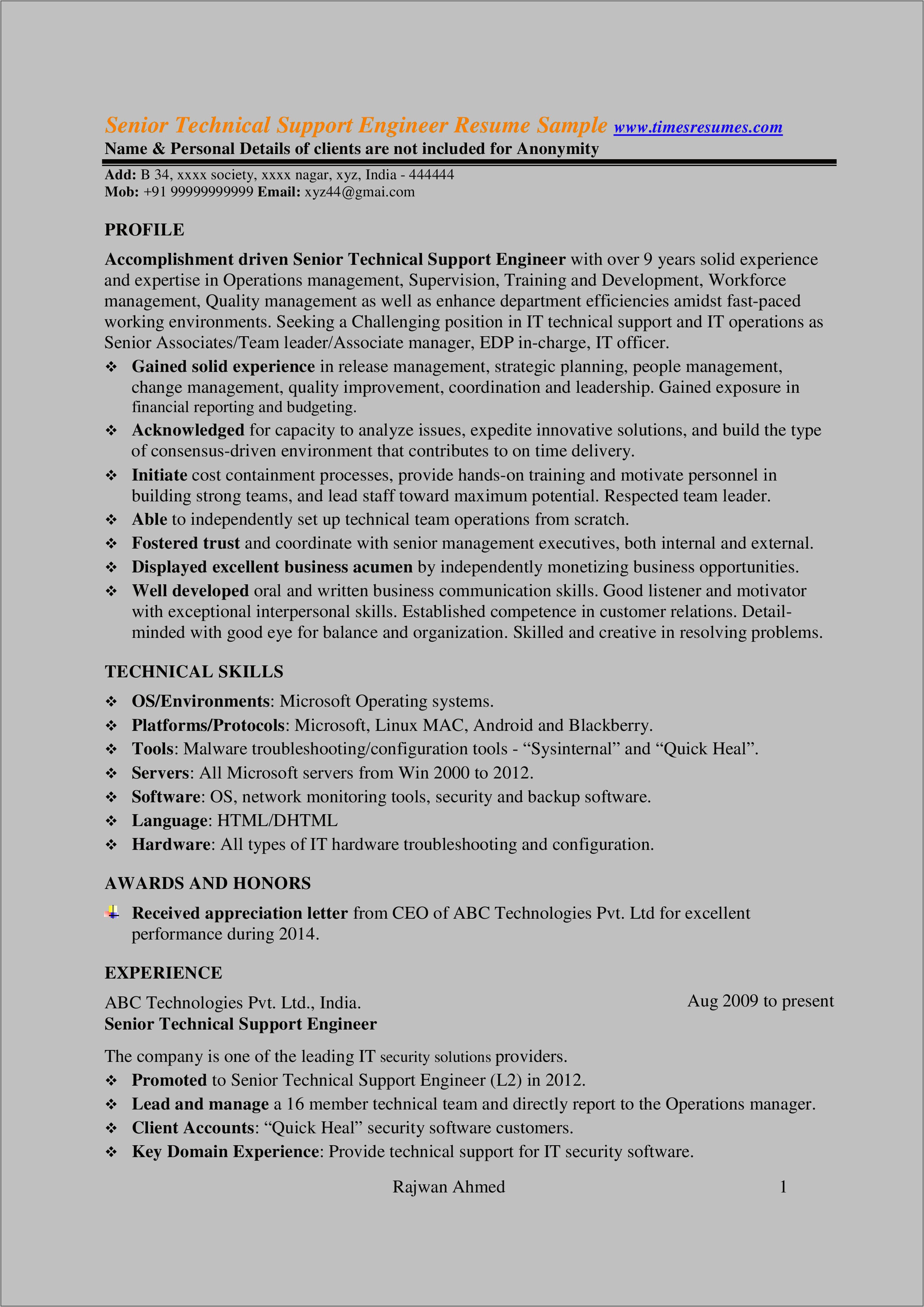 It Technical Skills For Resume