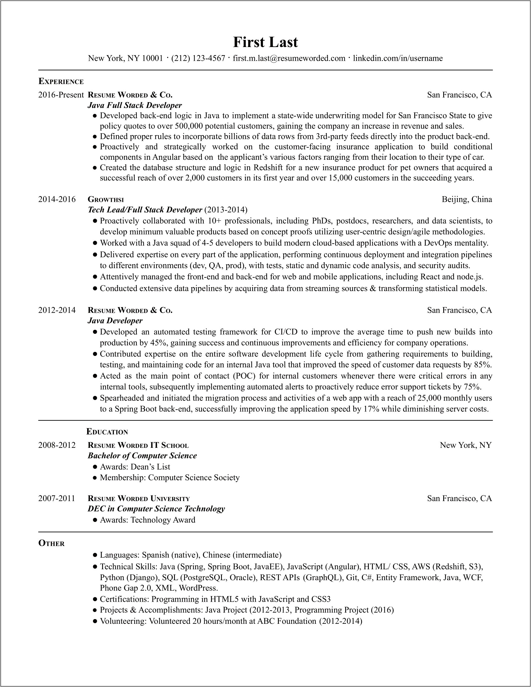 Java Developer With Fido Experience Resume