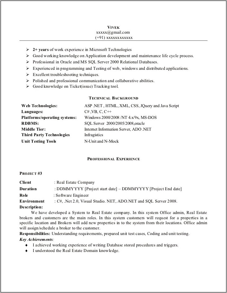 Java Sample Resume 1 Year Experience