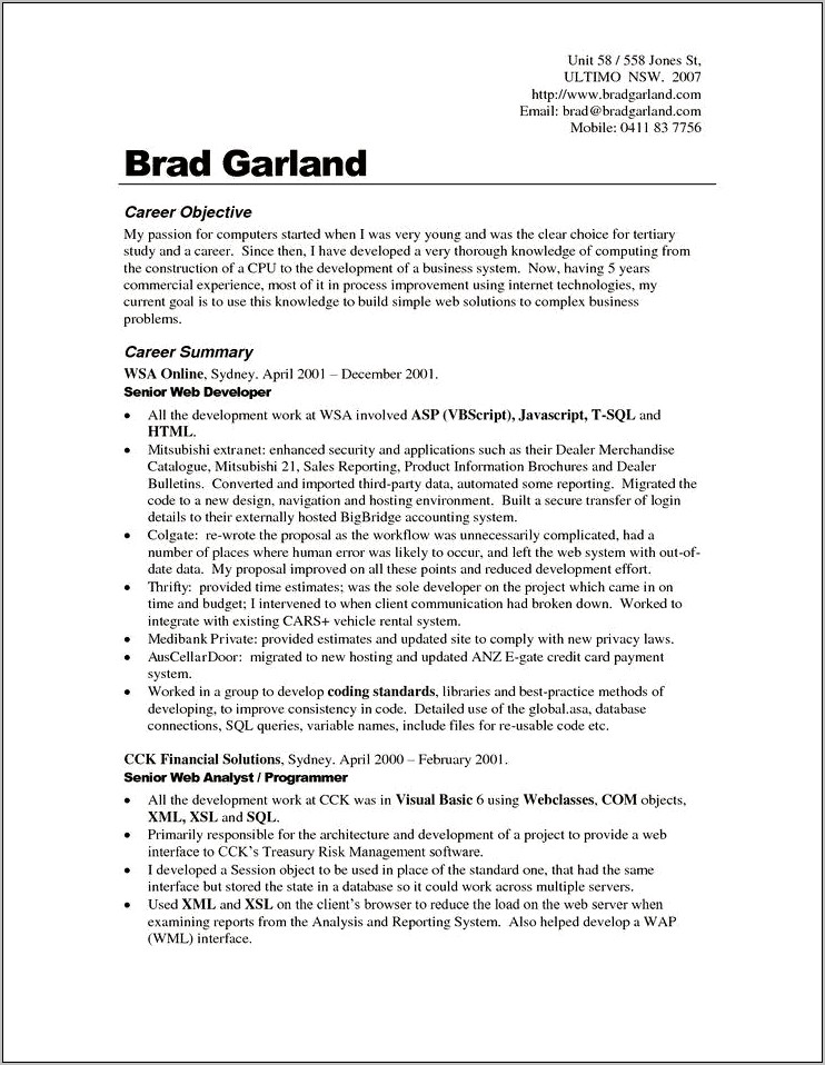 Job And Or Career Objective Resume