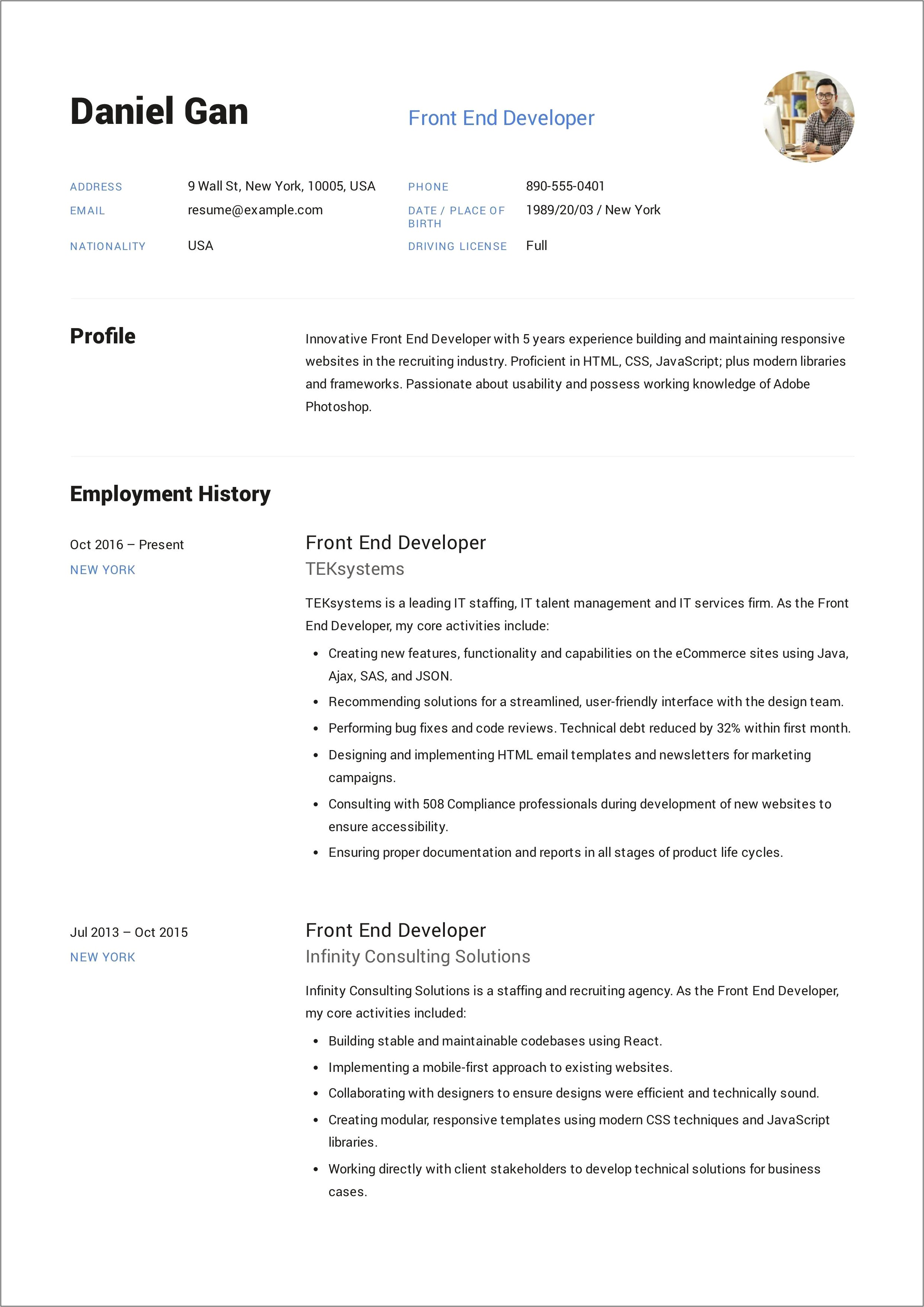 Jobhere Junior Sous Chef Sample Resume