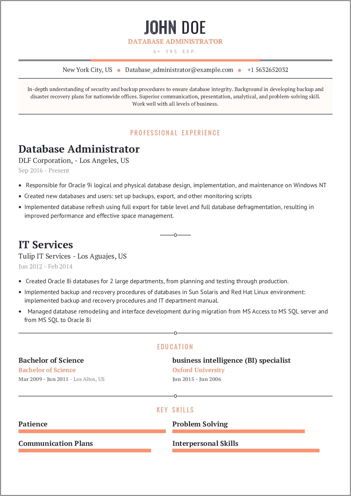 Linux Admin Sample Resume Disaster Recovery