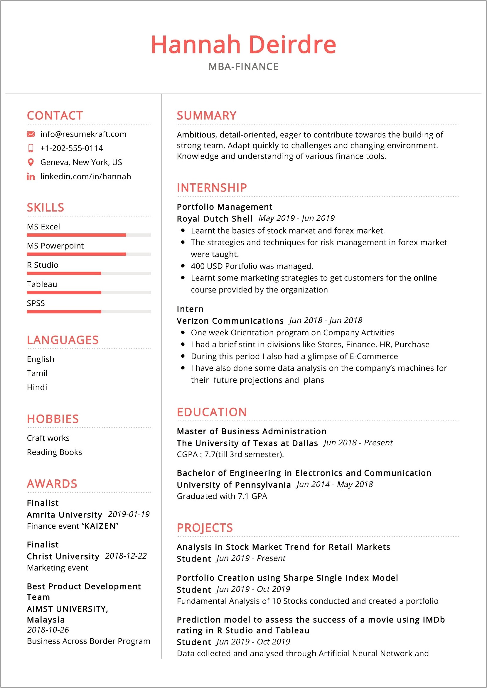 Mba Hr Resume Format Free Download