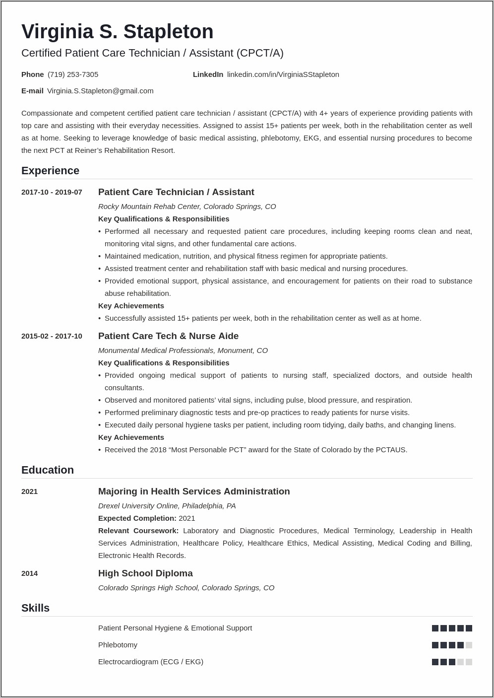 Medical Technician Resume Examples No Work Experience Resume Example 