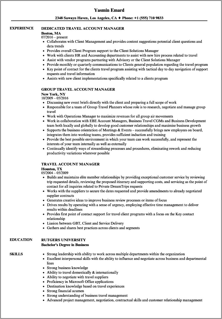 Negotiated Skills On A Resume Example