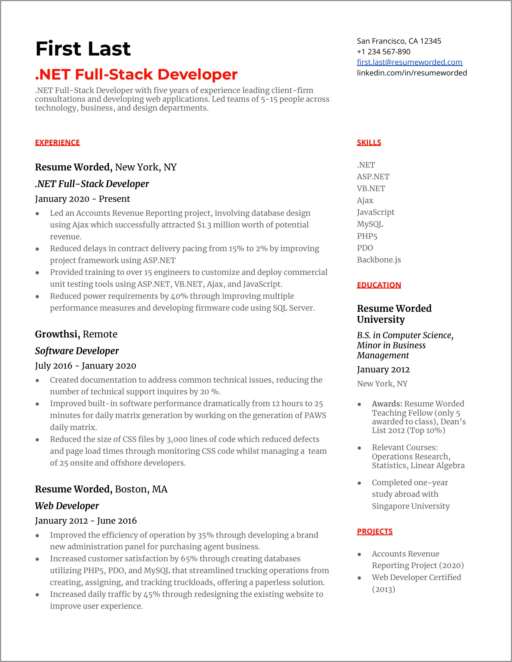 Net Projects For Resume School Projects