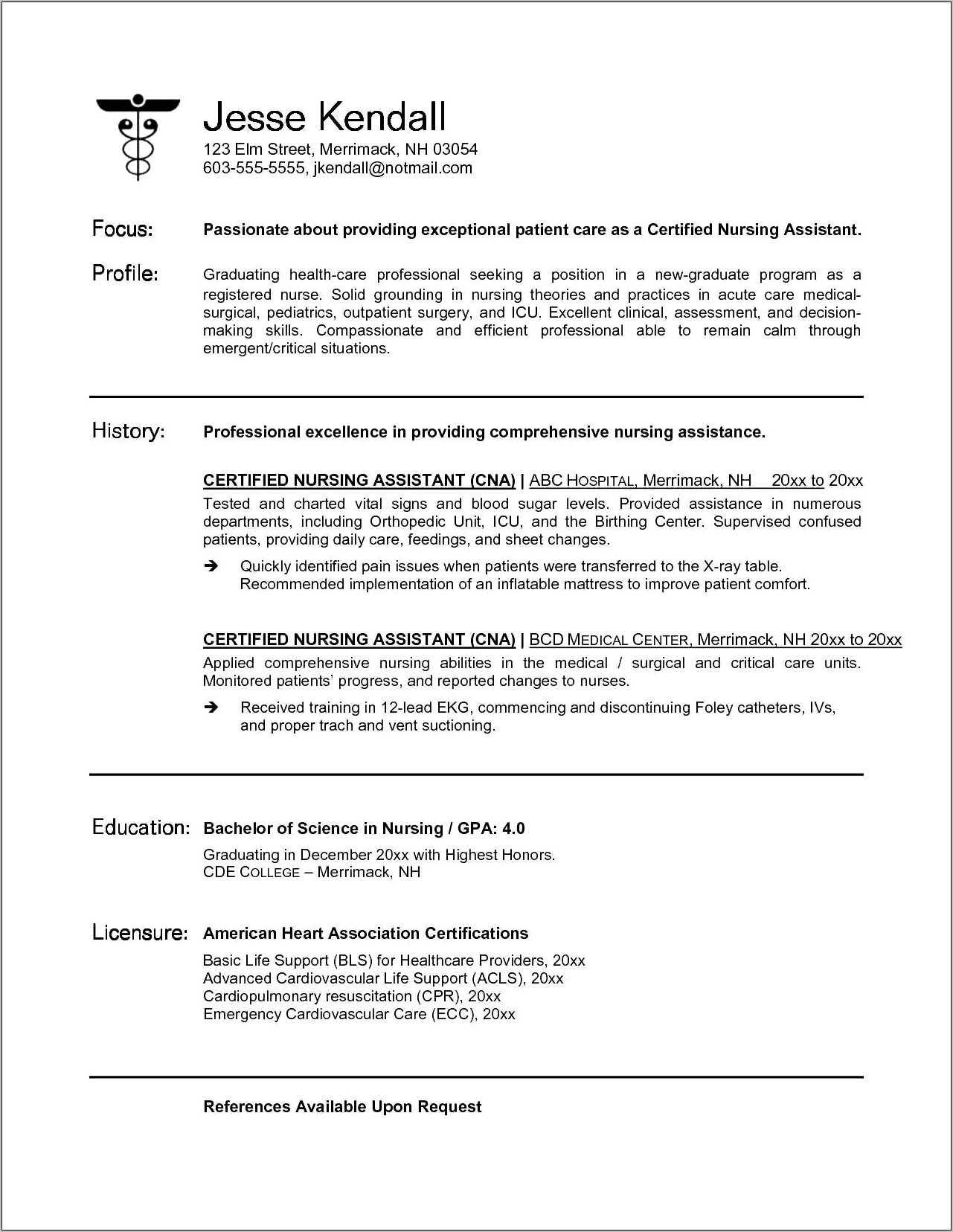 Nursing Assistant Cover Letter Examples For Resume