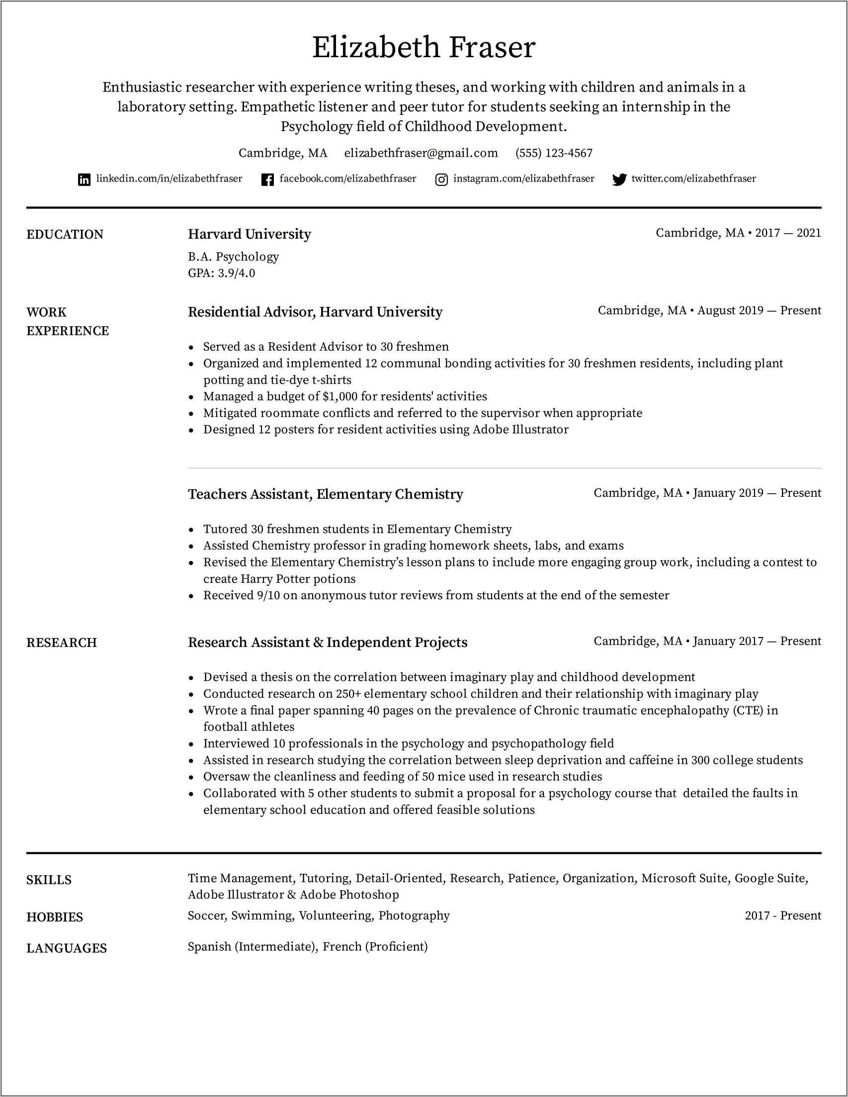 Objective Idea's For Teen Resume