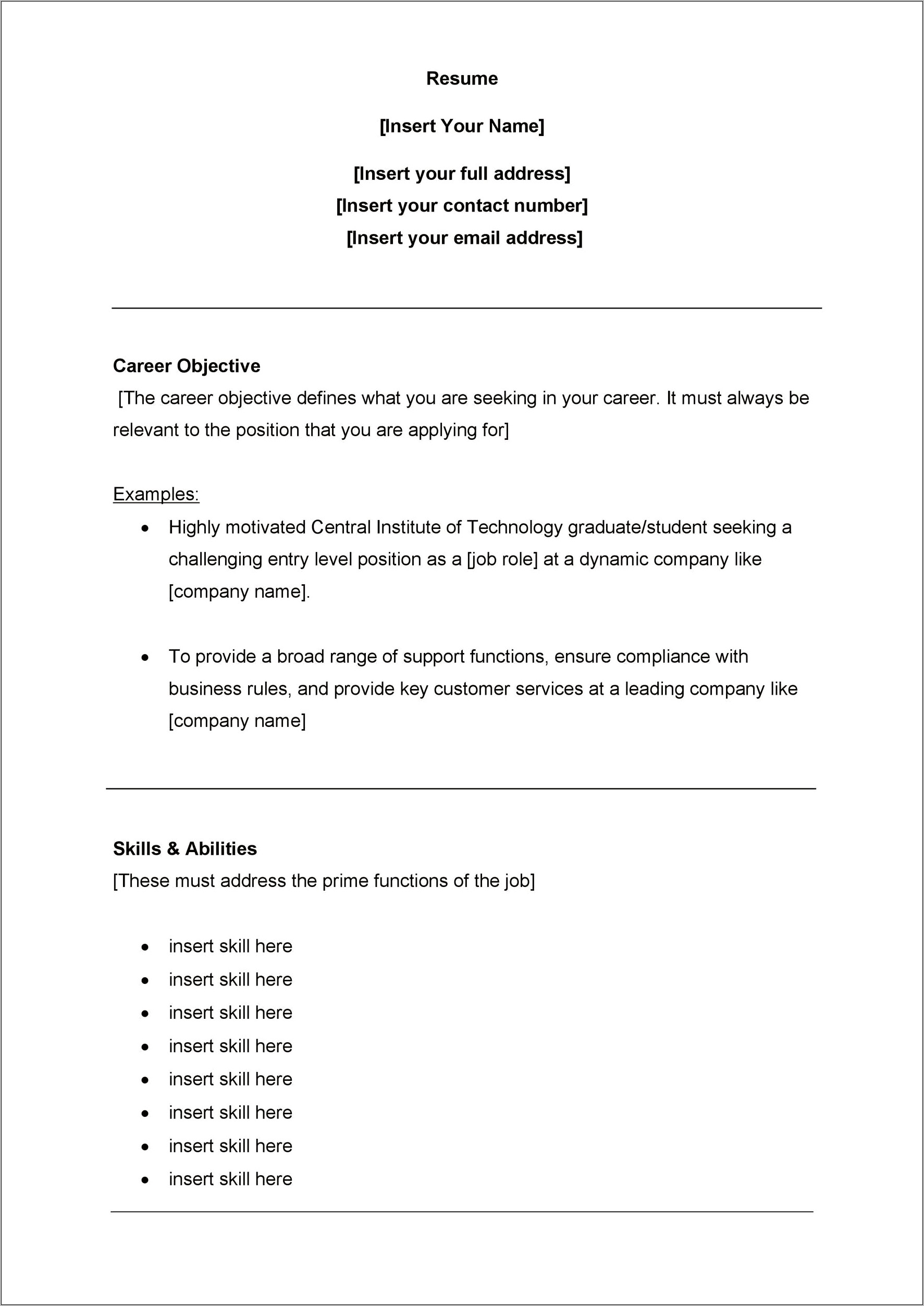 Objective On A Customer Service Resume