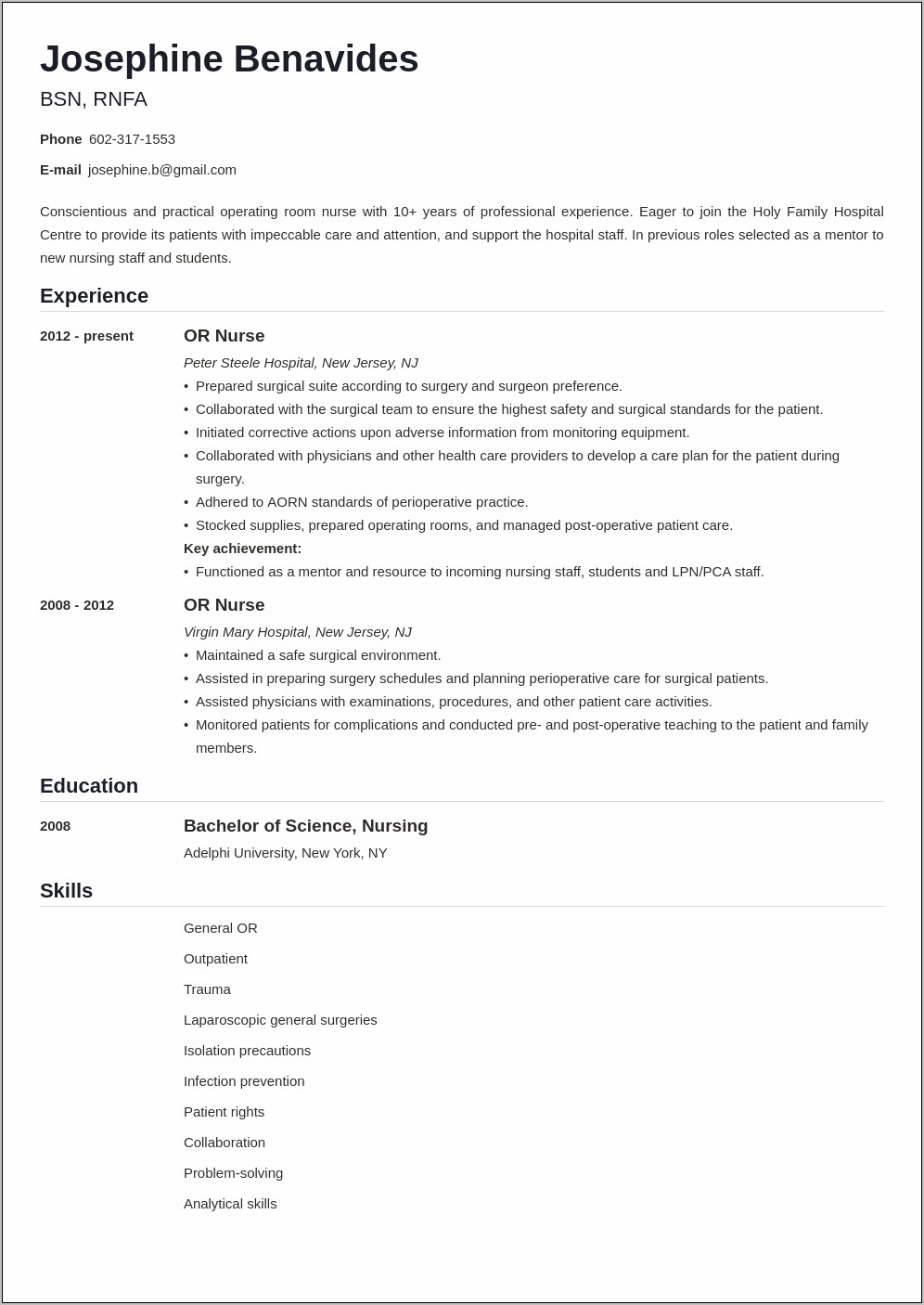 Objective Section Resume For Birthing Center