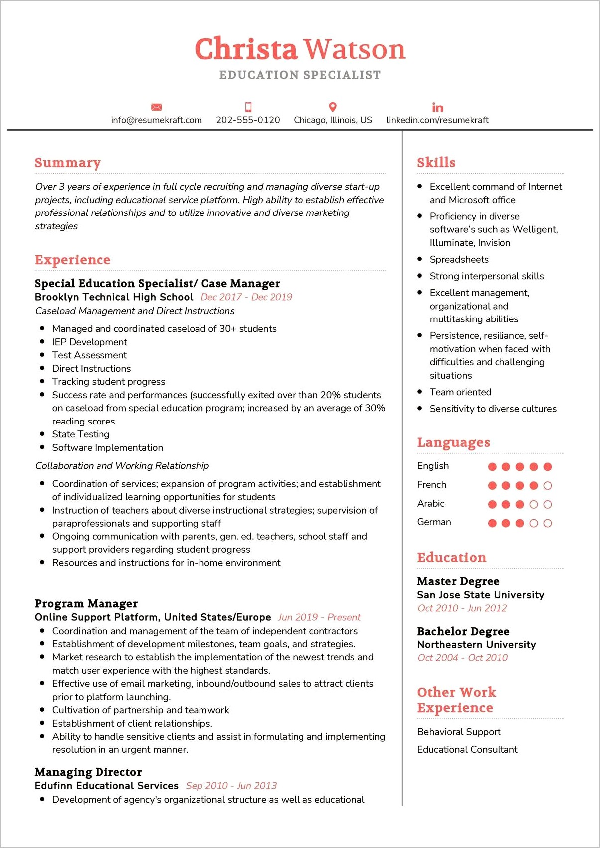 People Operations Generalist Resume Example