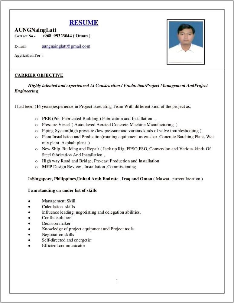 Piping Foreman Resume Word Format Download