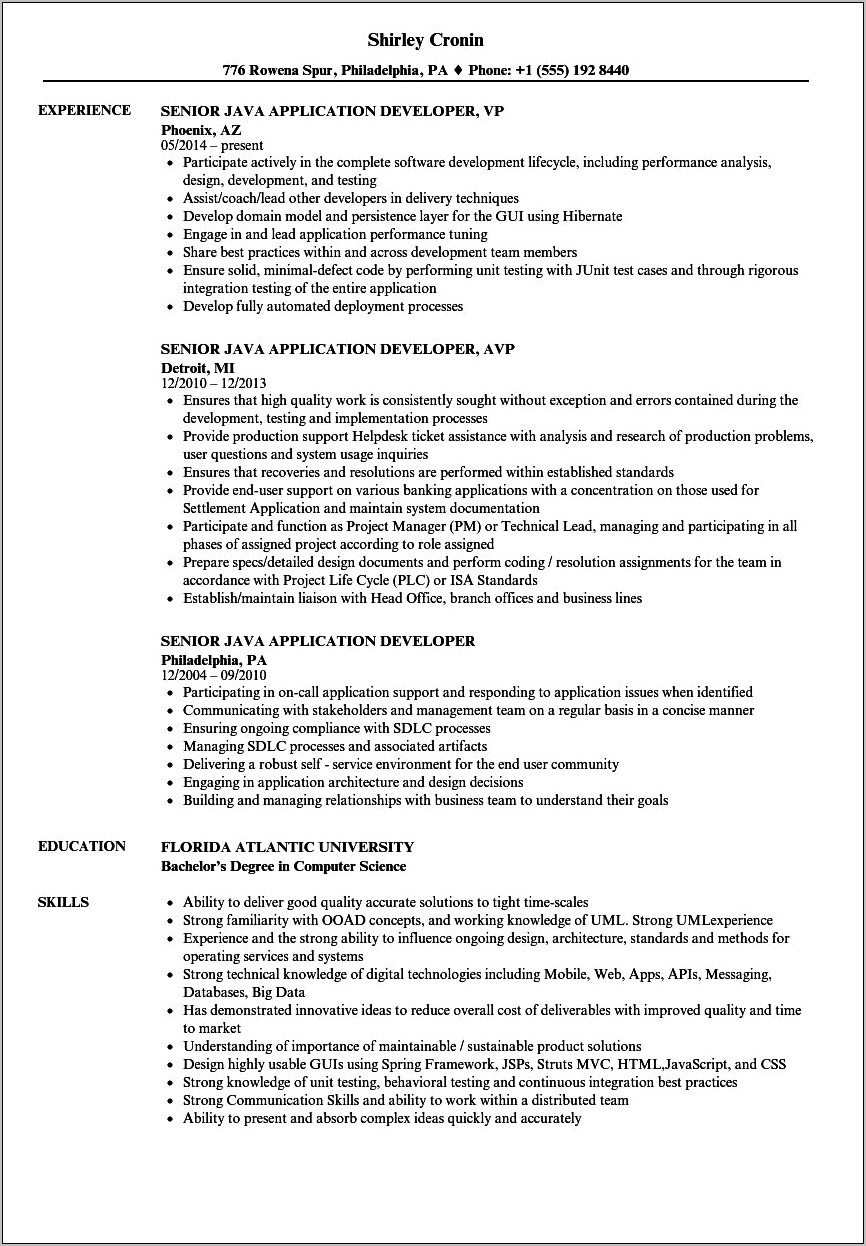 Pl Sql Developer Resume 8 Years Experience