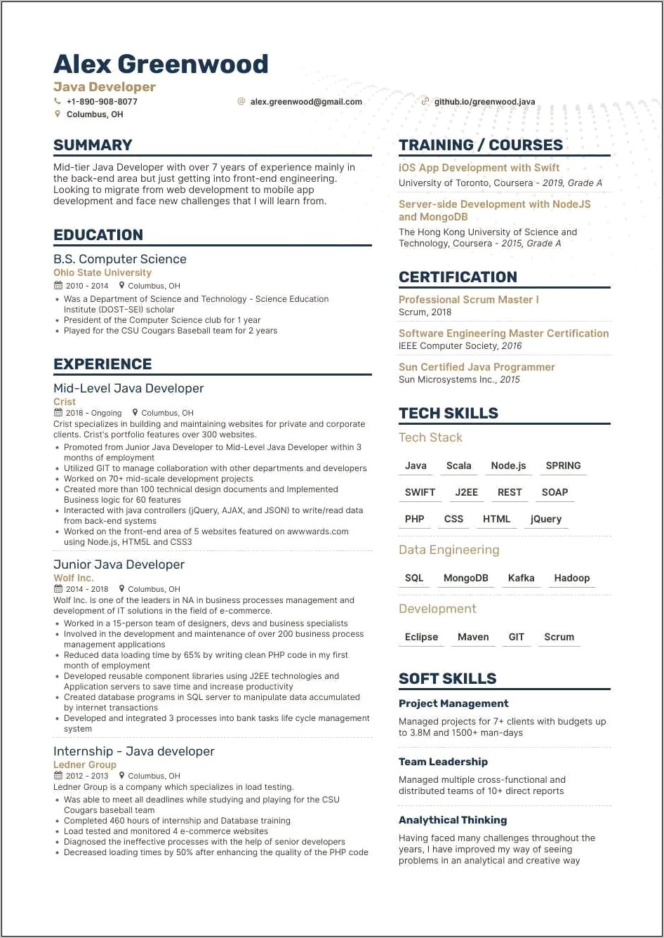 Pl Sql Resume For 7 Years Of Experience