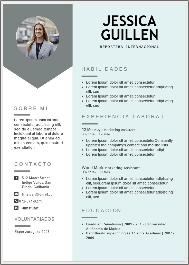 Plantilla De Resume Gratis Descarga En Word